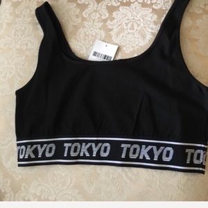 NEW black Tokyo crop top, elastic hem